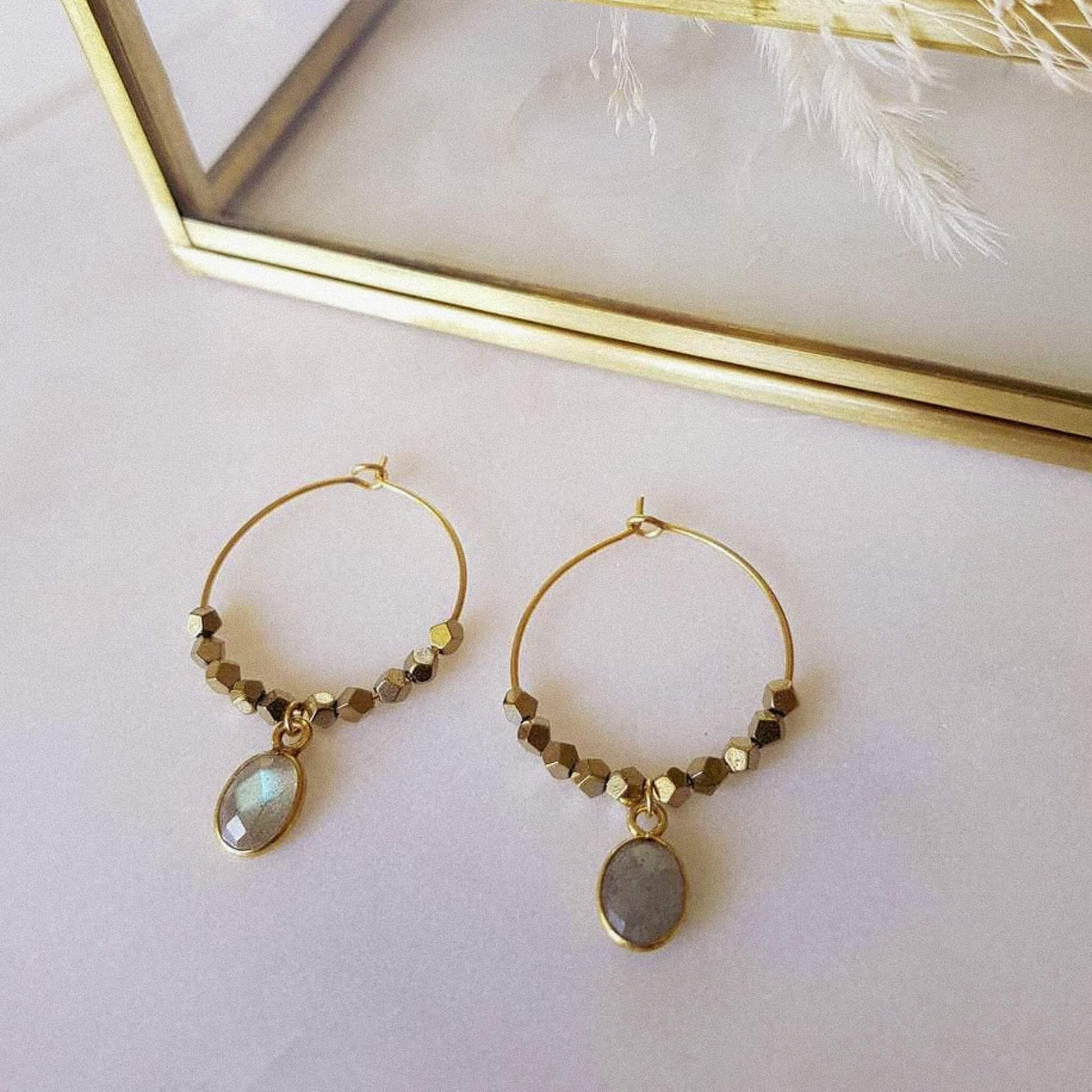 Labradorite Pipa Earrings image 0