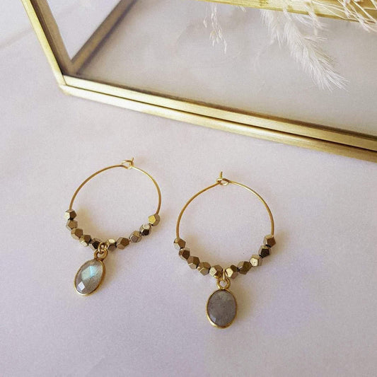 Labradorite Pipa Earrings image 0
