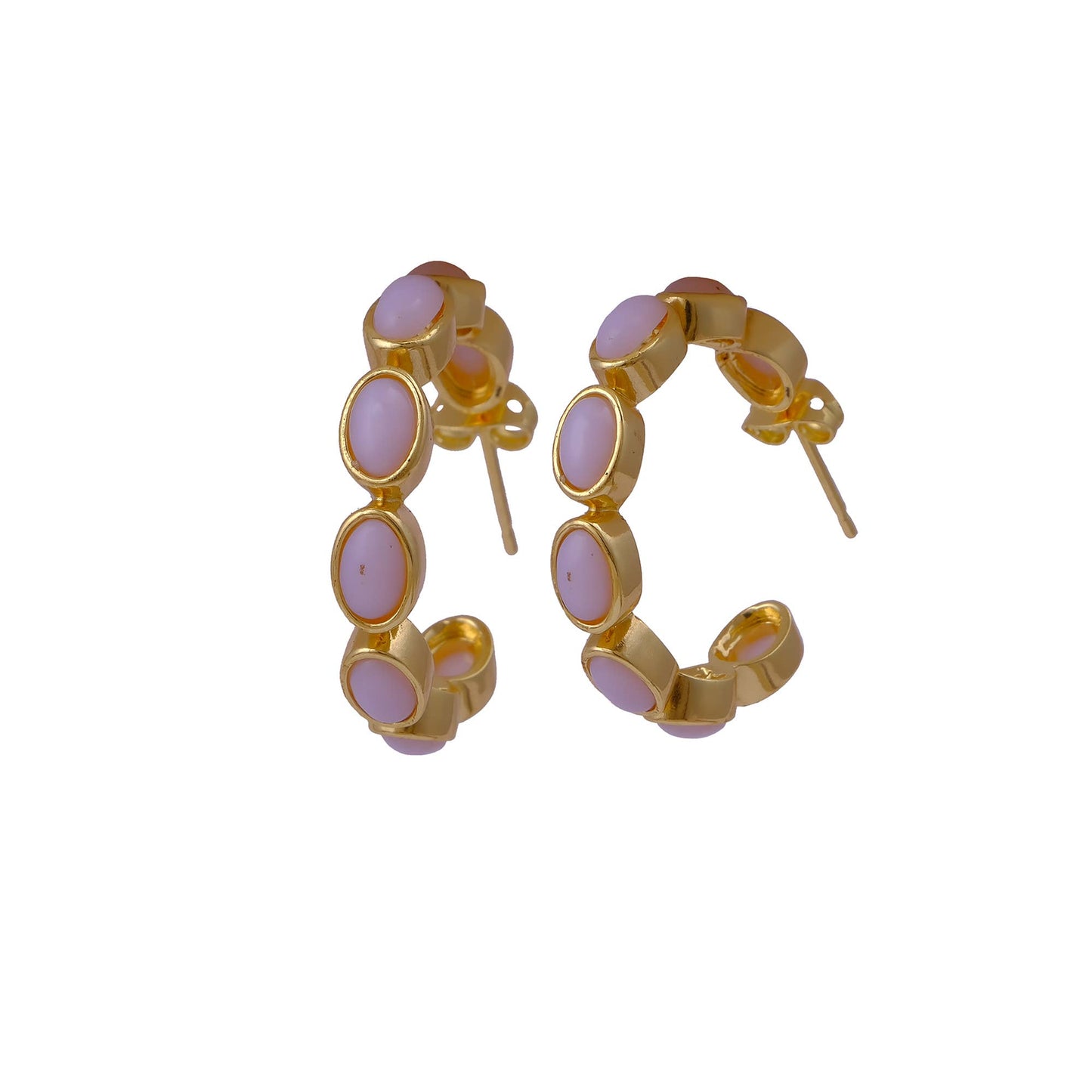 Handmade Opal Stud Gemstone Oval Hoop Earrings