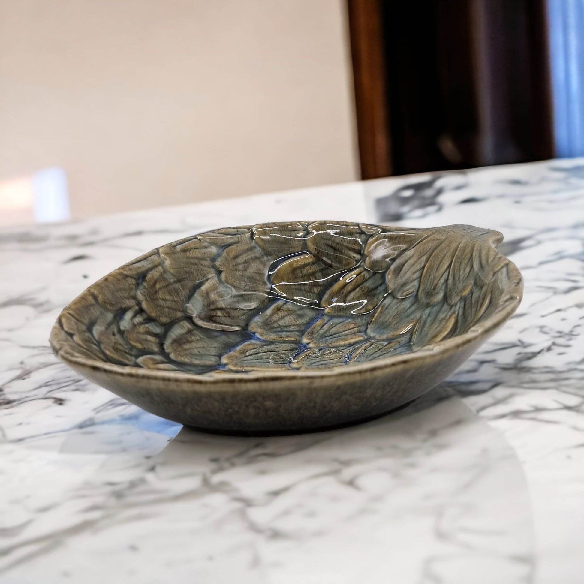 Ceramic Green Artichoke Leaf Dish image 2