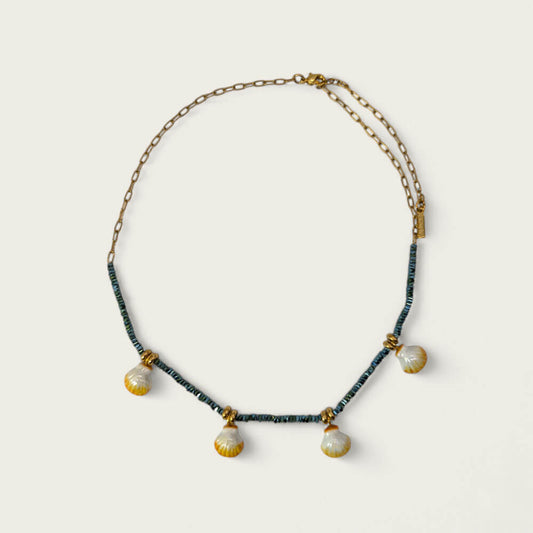 Nach Bijoux Porcelain Seashell and Hematite Necklace image 0