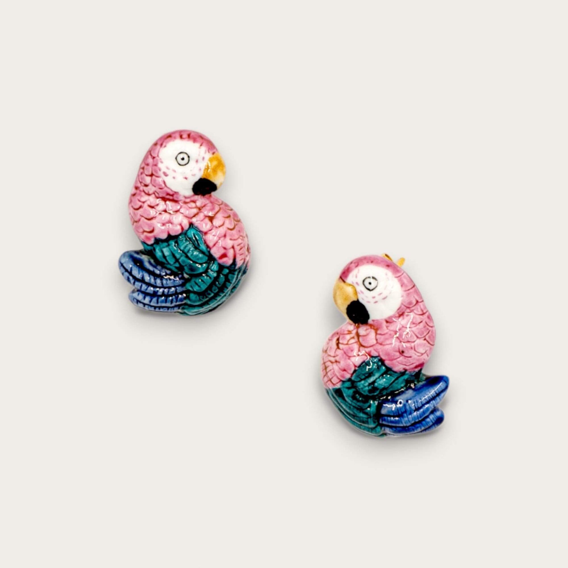 Nach Handpainted Porcelain Parrot Earrings image 0