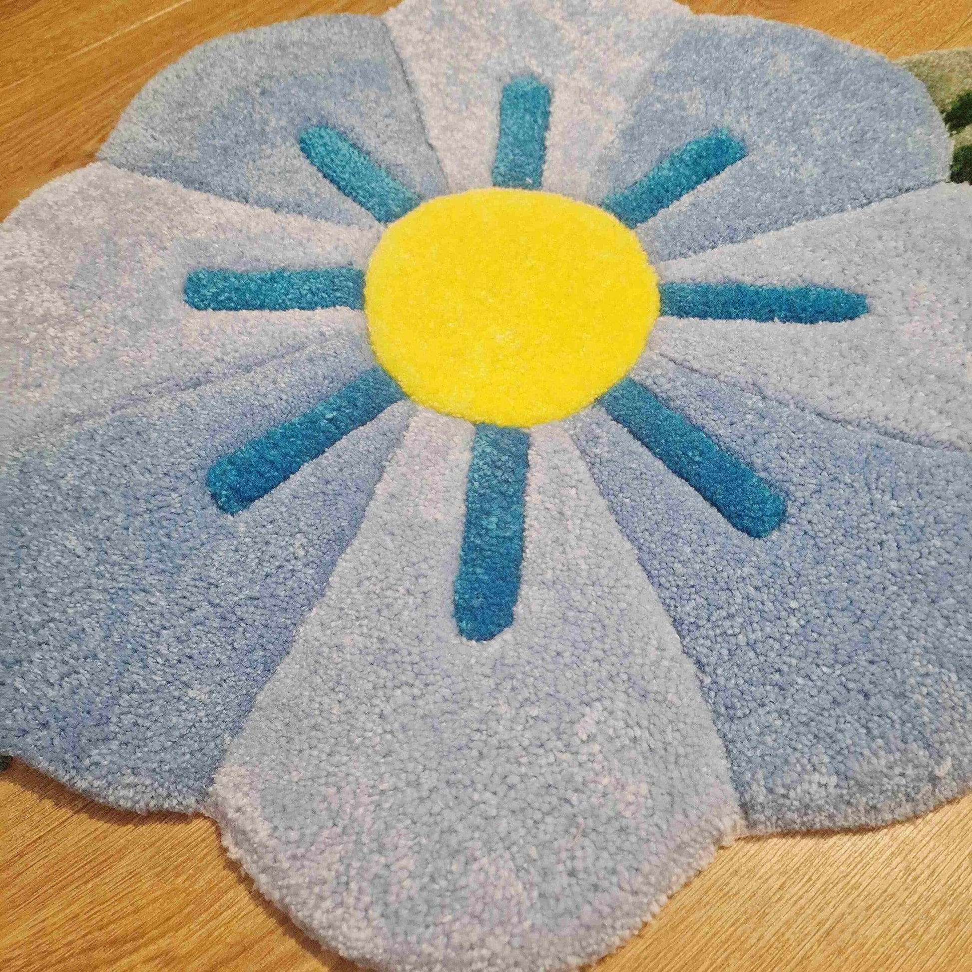 Hand Tufted Blue Flower Rug image 2