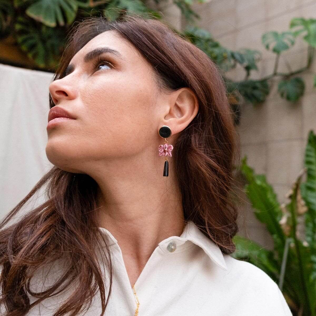Nach Pink Orchid Pendant Earrings image 3