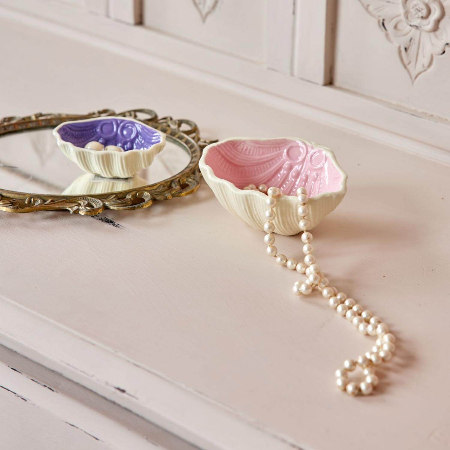 Set of Two Ceramic Bowls in Pink and Lavender image 2