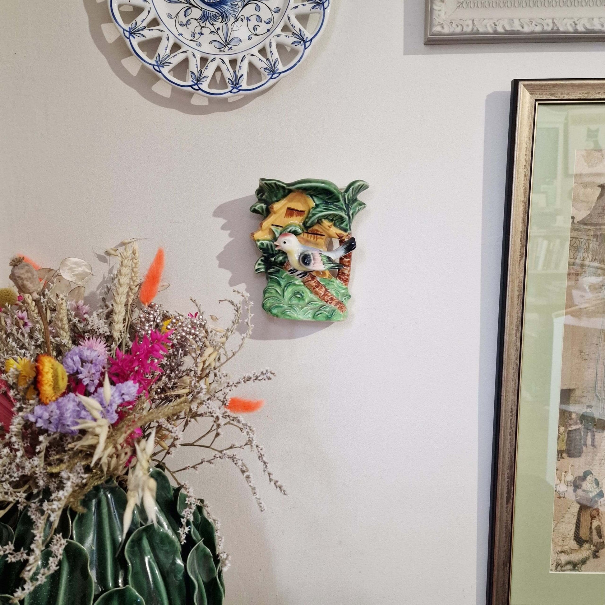 Vintage Ceramic Bird Wall Planter image 1