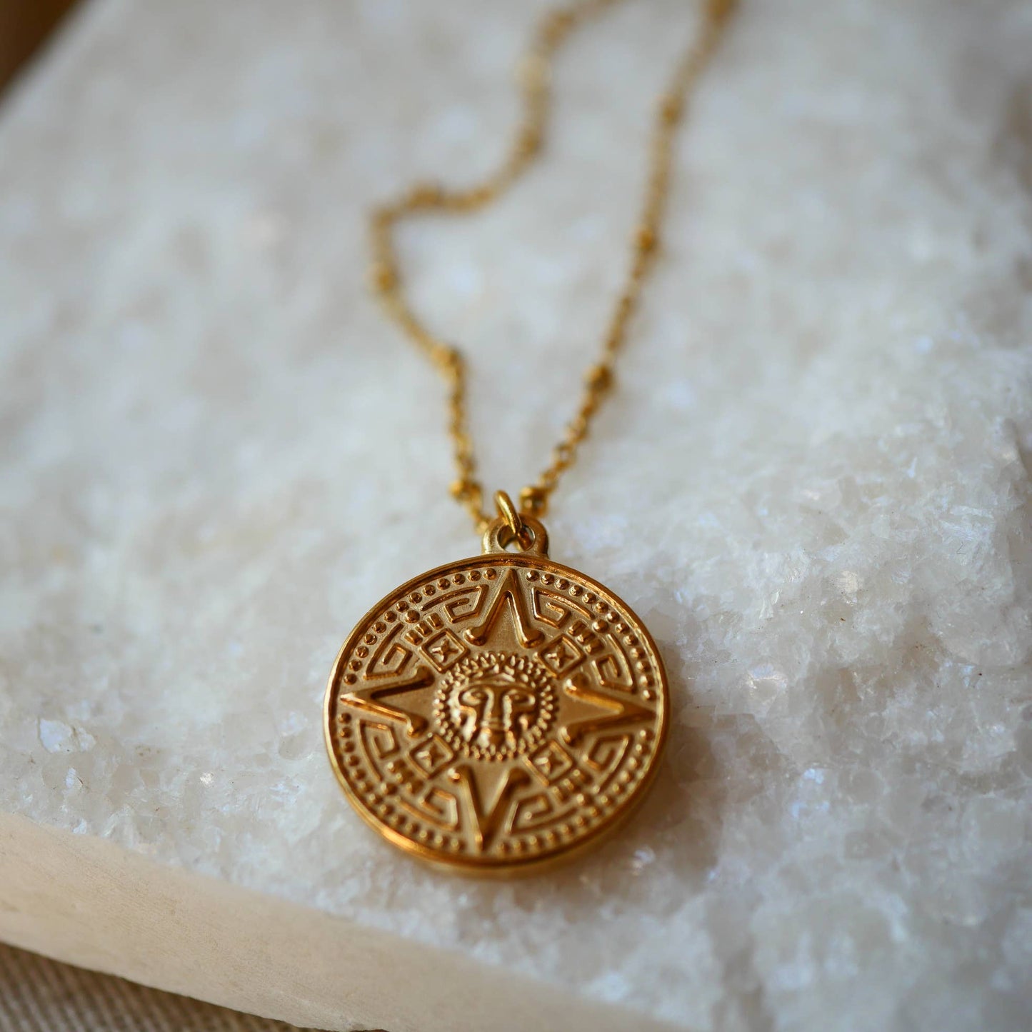 Talisman Pendant Necklace, Stainless Steel, Gold Plated