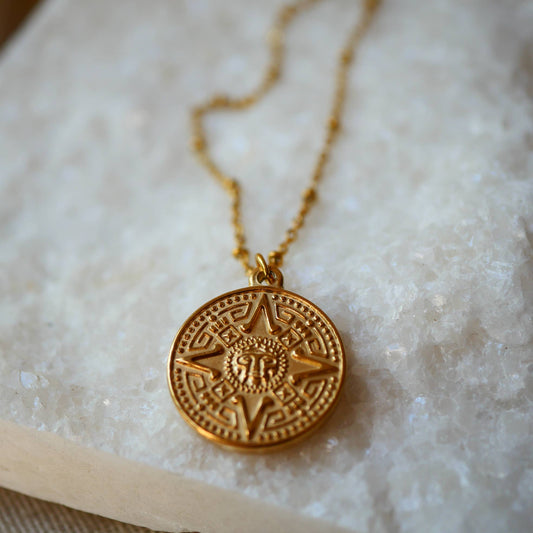 Talisman Pendant Necklace, Stainless Steel, Gold Plated