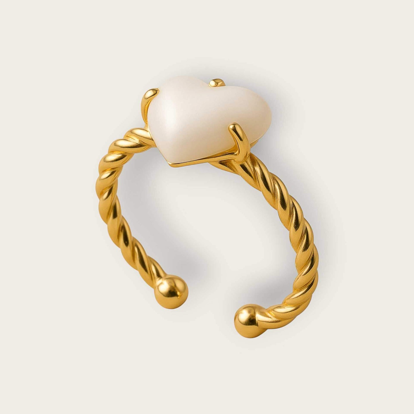 Nach Adjustable Twisted Porcelain Heart Ring image 0