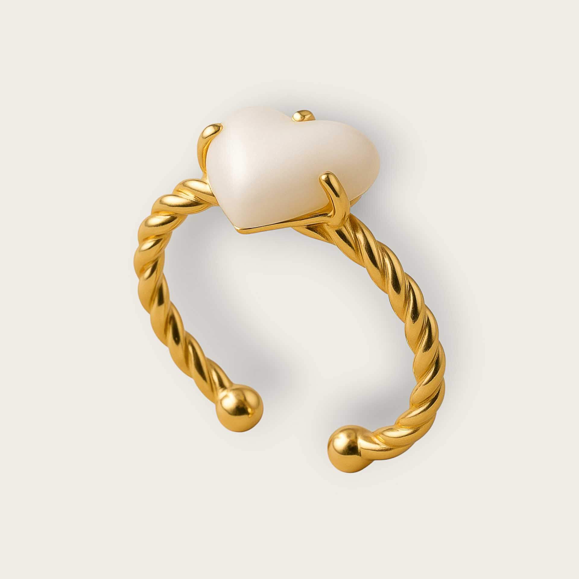 Nach Adjustable Twisted Porcelain Heart Ring image 0