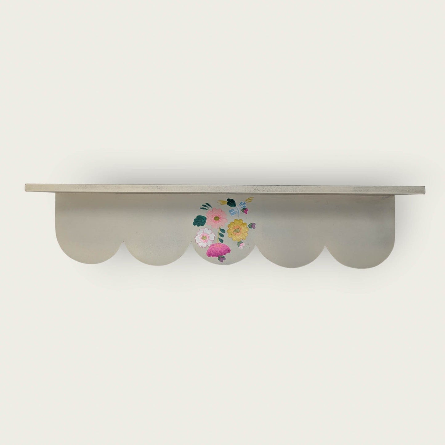 Floral Off-White Wooden Shelf image 1