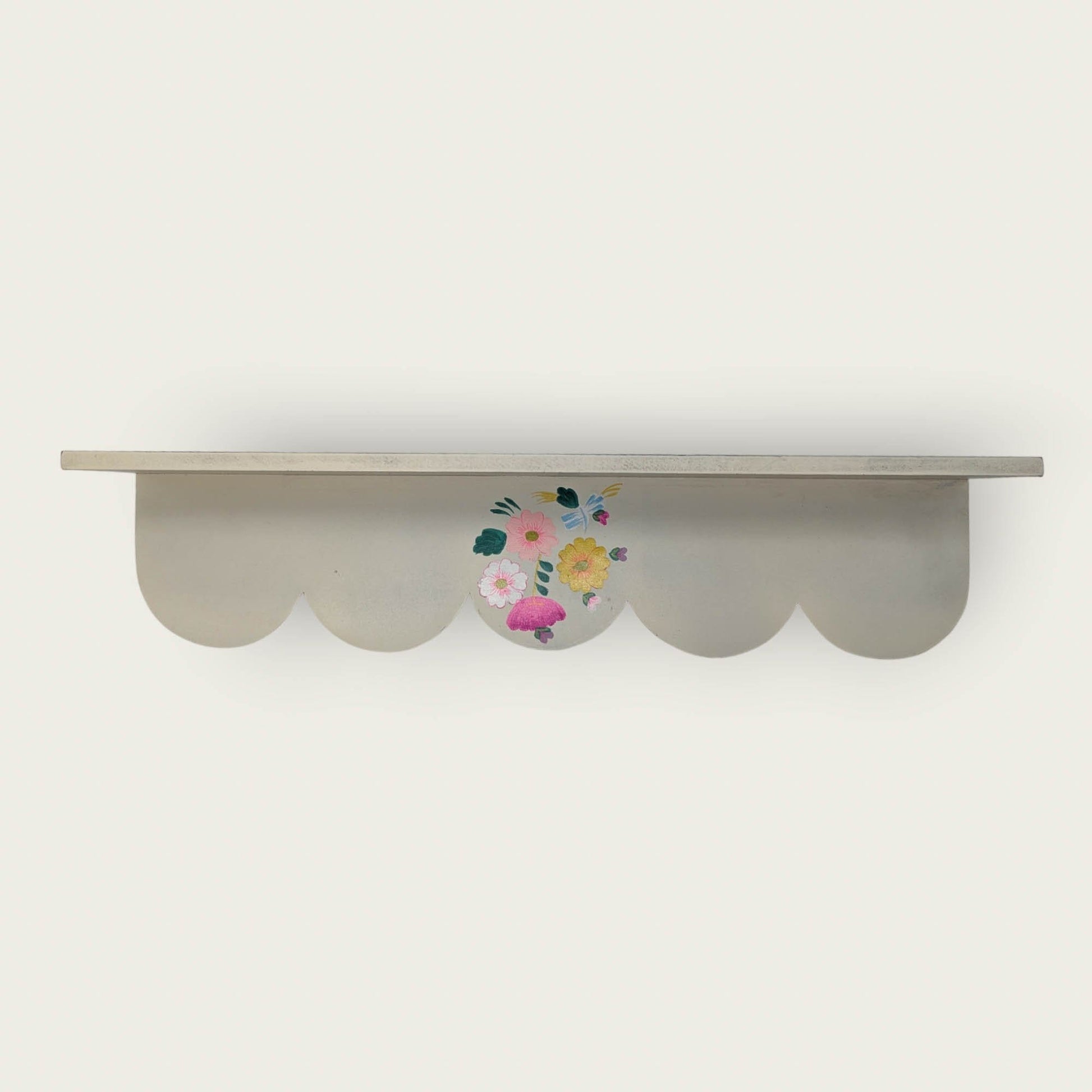 Floral Off-White Wooden Shelf image 1