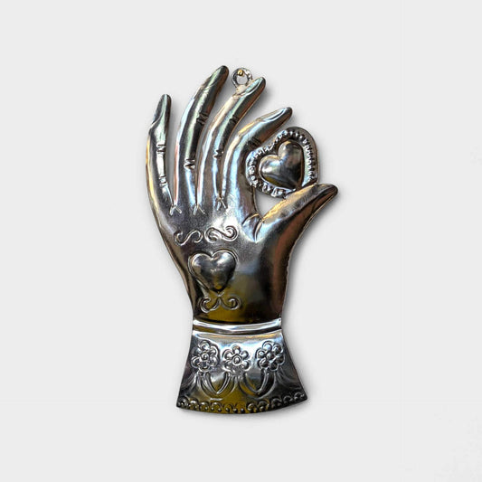 Handmade Metal Conquistador's Heart Hand Ex-Voto image 0