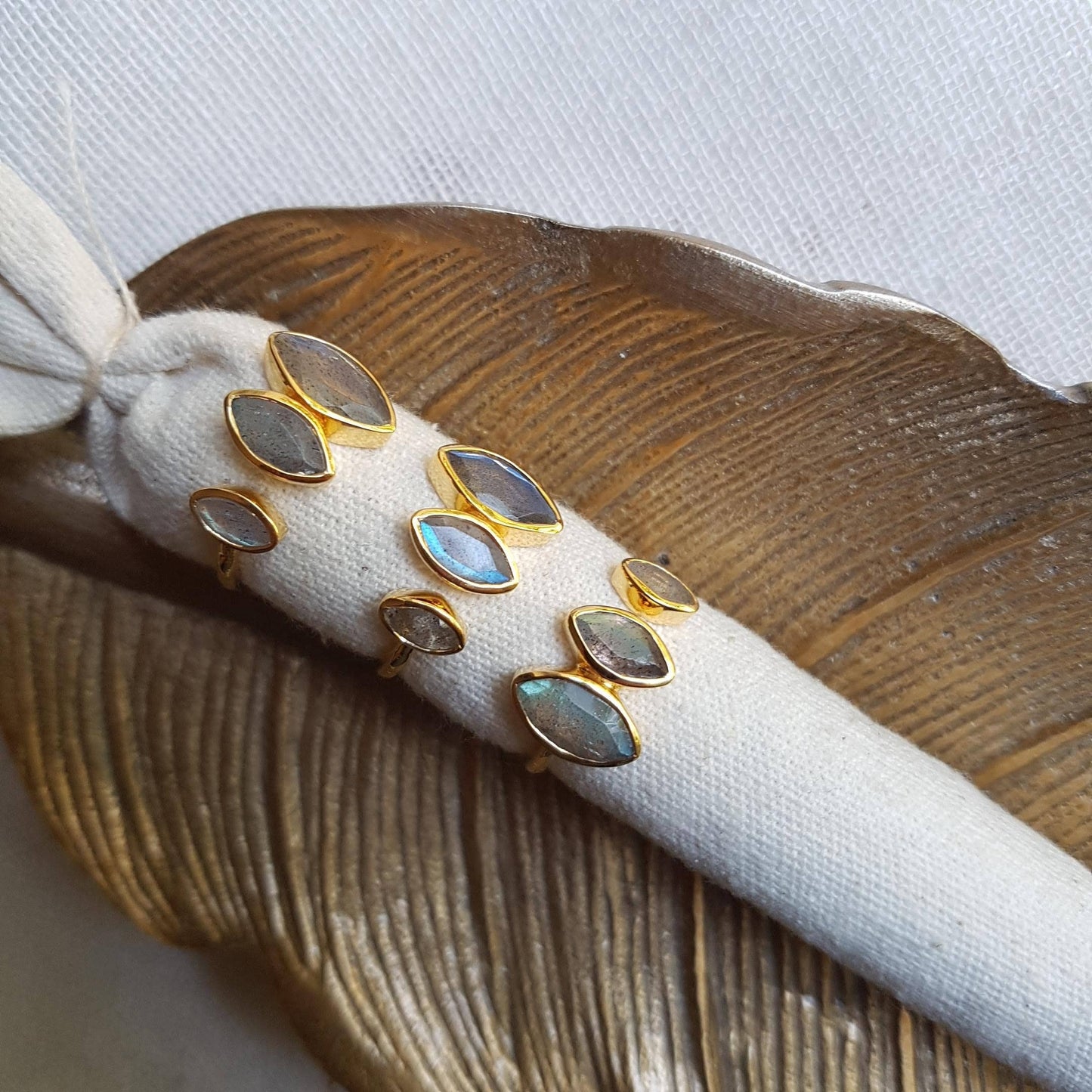 Adjustable Ring with Labradorite Stone Crystal