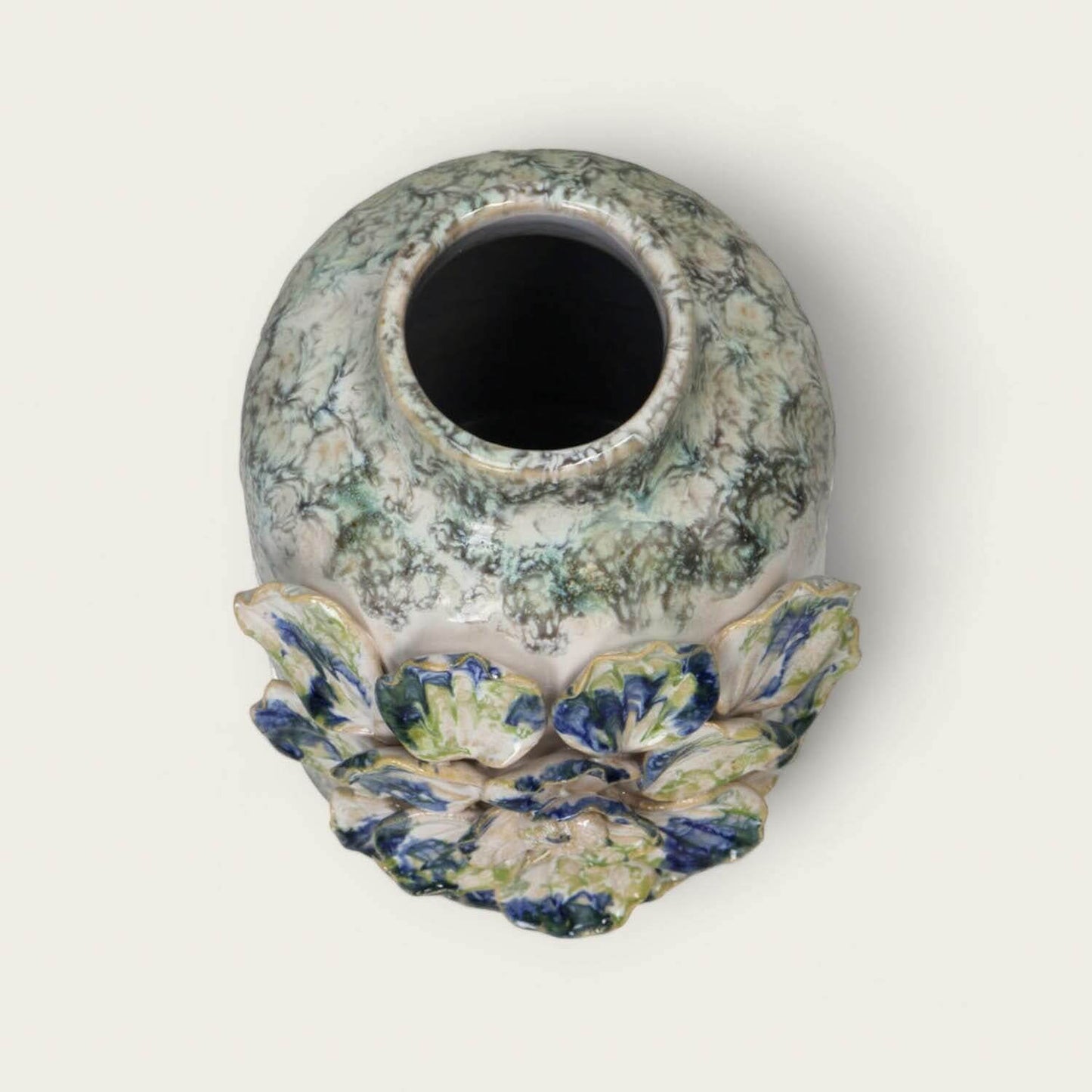 Blue Floral Rustic Stoneware Vase image 4