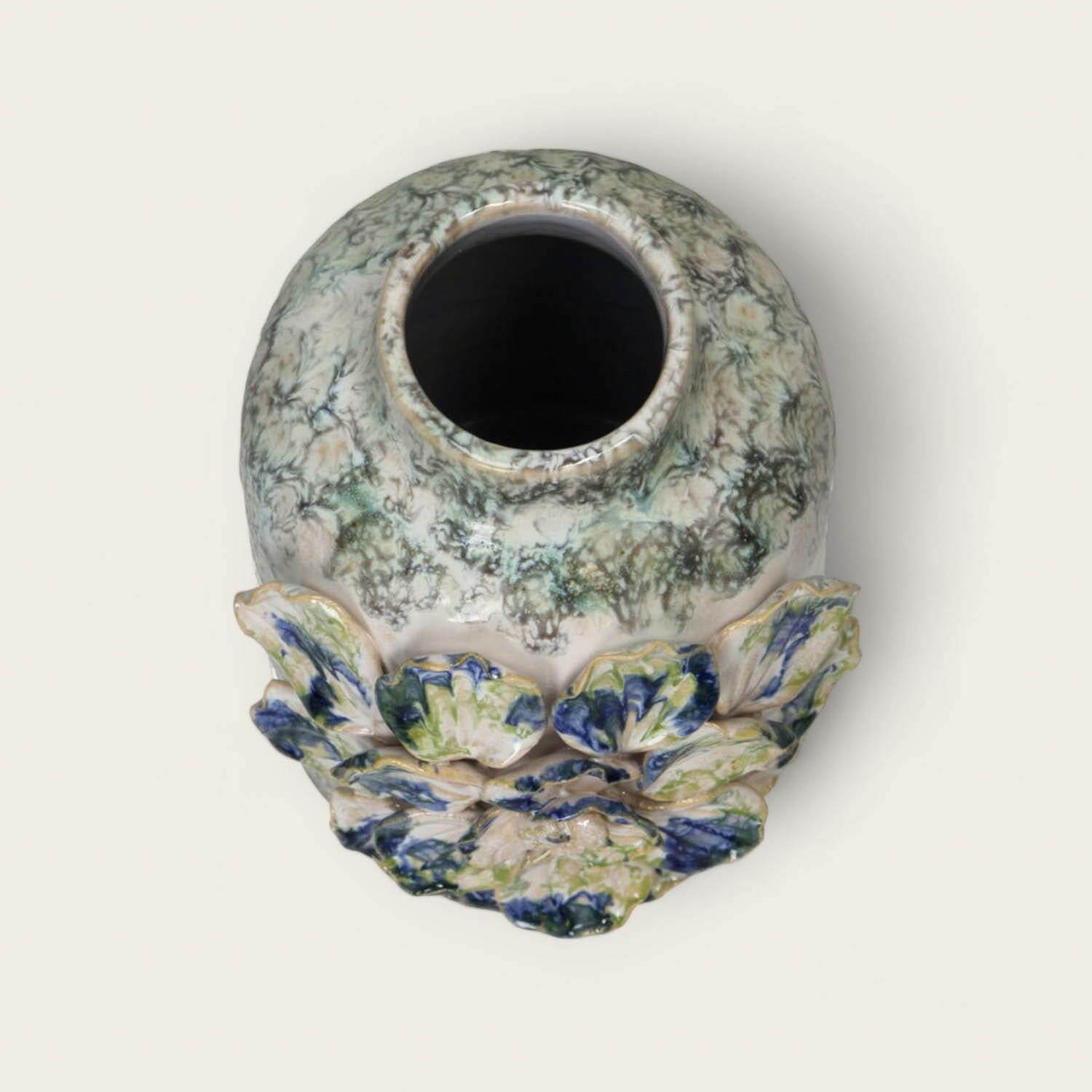 Blue Floral Rustic Stoneware Vase image 4