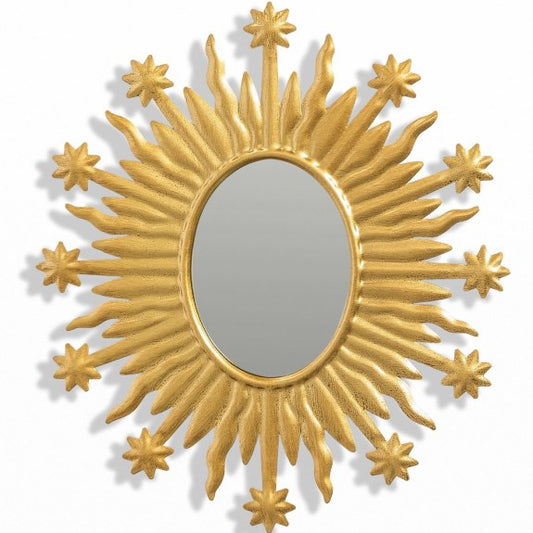 Golden Ex-Voto "Celeste" Sun Wall Mirror