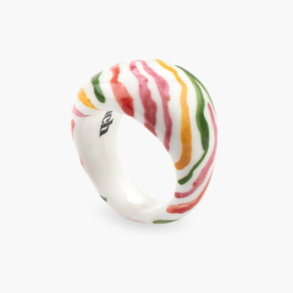Nach Crazy Tiger Stripes Chunky Porcelain Ring, Handmade, Hand Painted