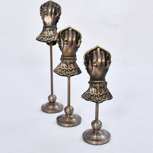 Set of Three Victorian Style Brass Hand Clip Holders