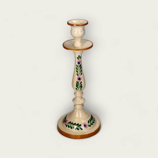 Aluminum Candlestick with Floral Design image 1