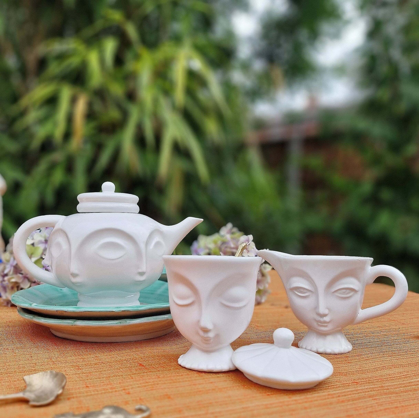 Handmade Three Piece Faces Tea Set image 0