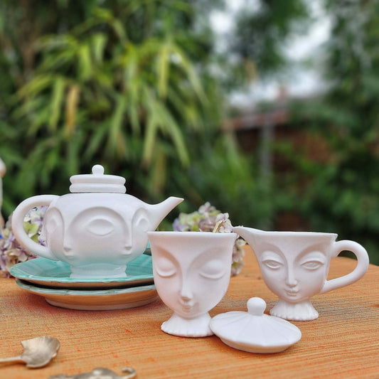 Handmade Three Piece Faces Tea Set image 0