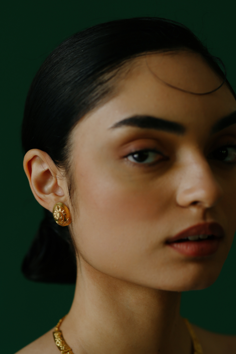 Aureate Nugget Earrings, 18k Gold Plated