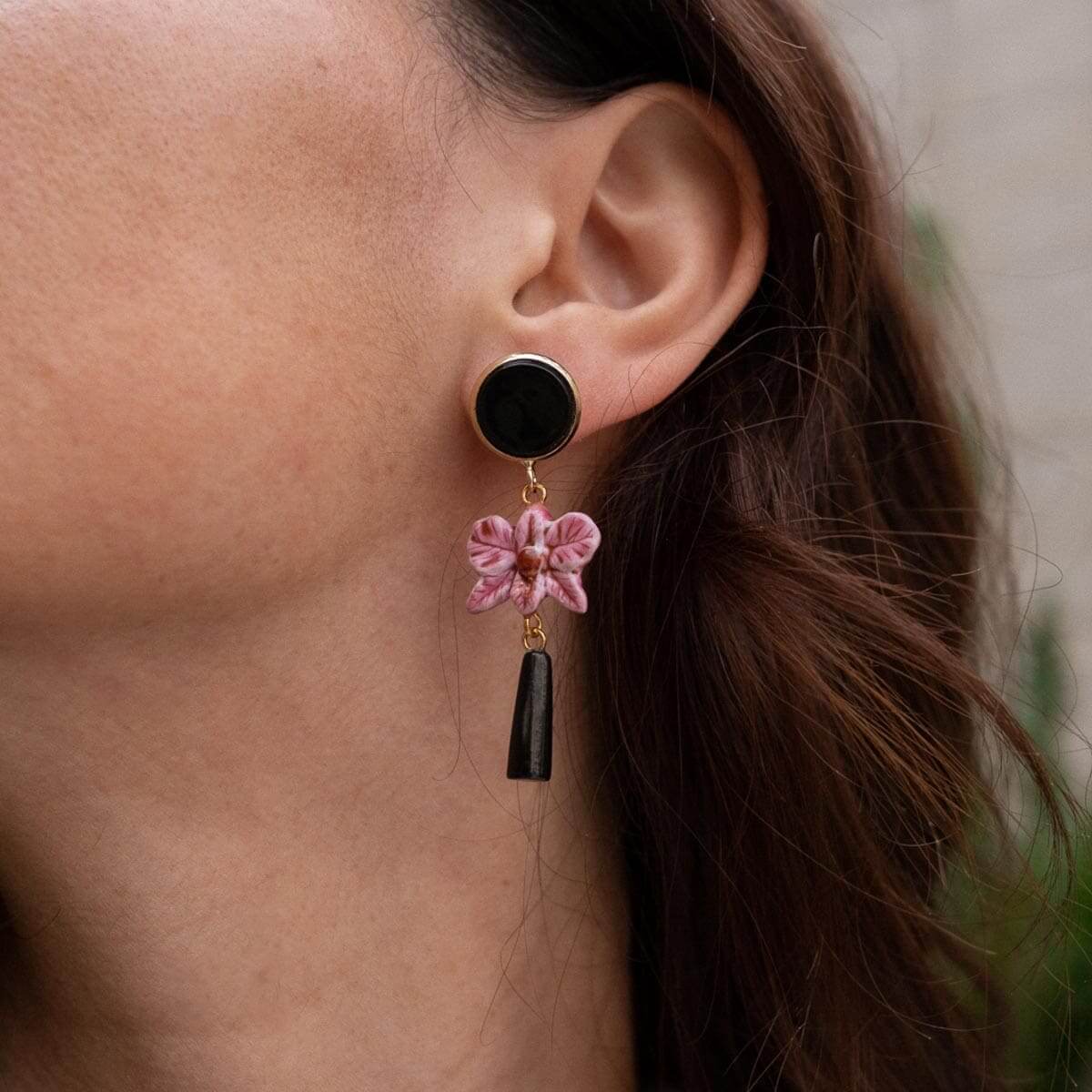 Nach Pink Orchid Pendant Earrings image 2
