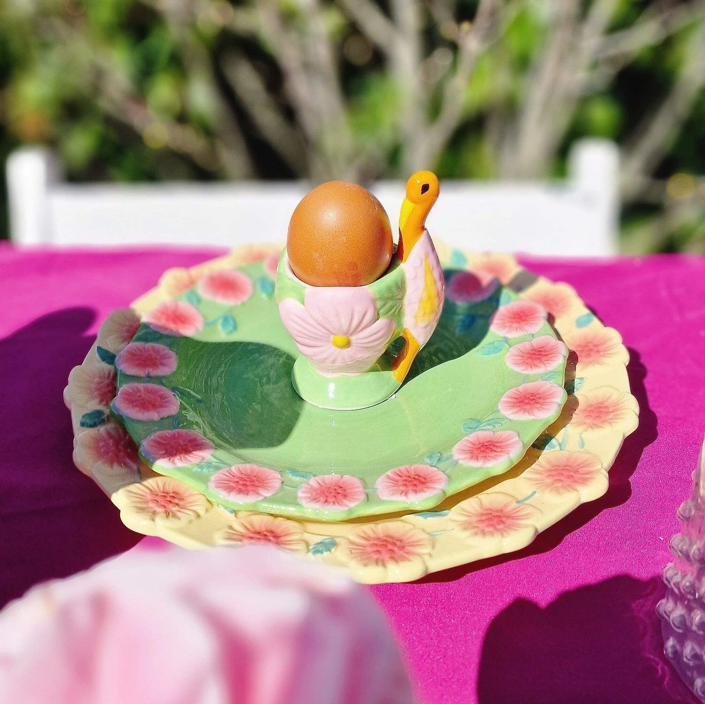 Ceramic Embossed Flower Green Lunch Plate image 2