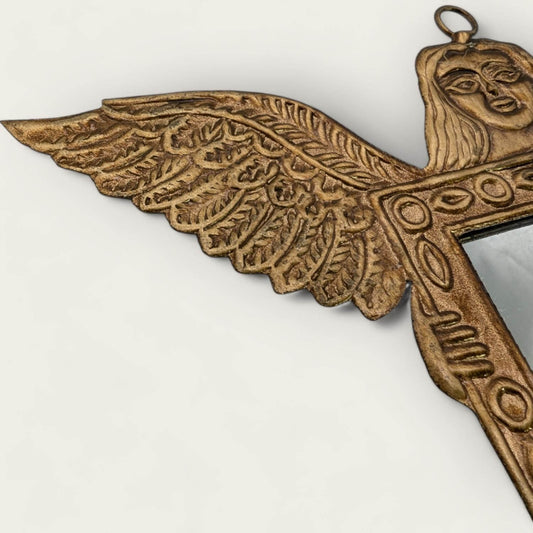 Handmade Gold Tin Angel Wall Mirror image 1