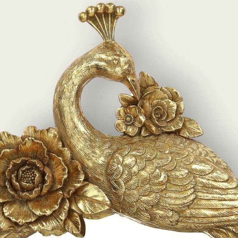 Gold Toned Peacock and Flower Framed Mirror image 1