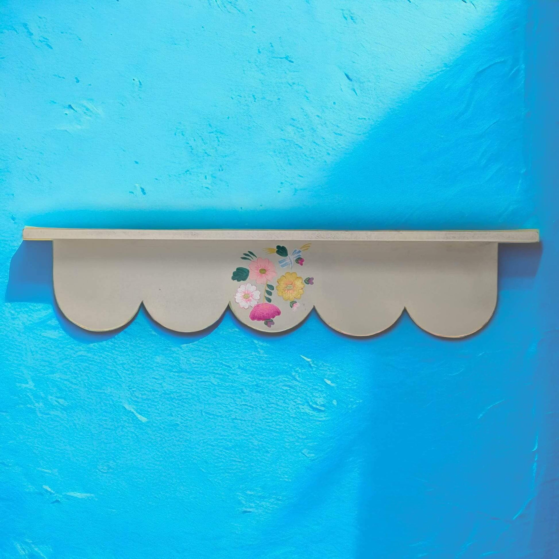 Floral Off-White Wooden Shelf image 5