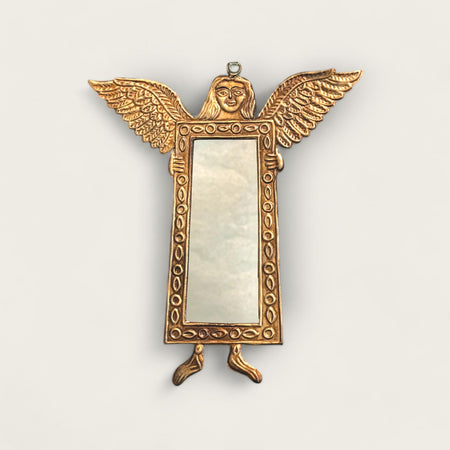 Handmade Gold Tin Angel Wall Mirror image 0