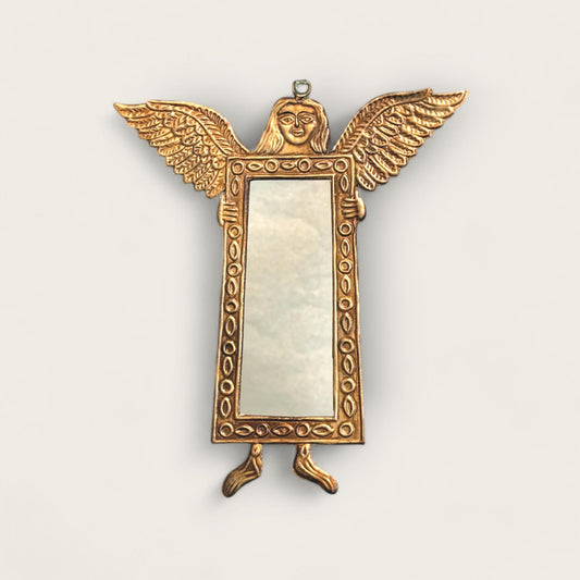 Handmade Gold Tin Angel Wall Mirror image 0