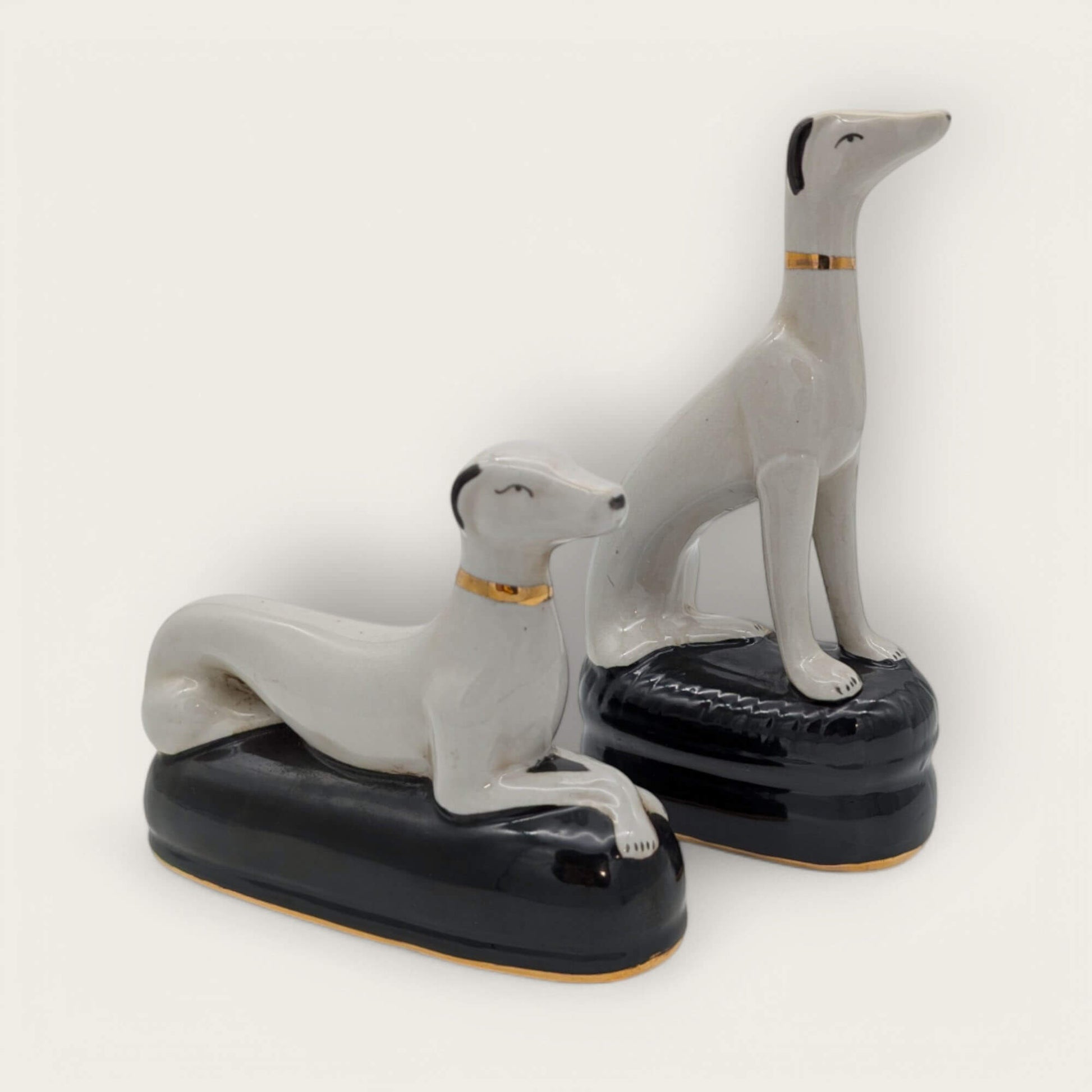 Set of Two Porcelain Whippet Dog Ornaments image 0