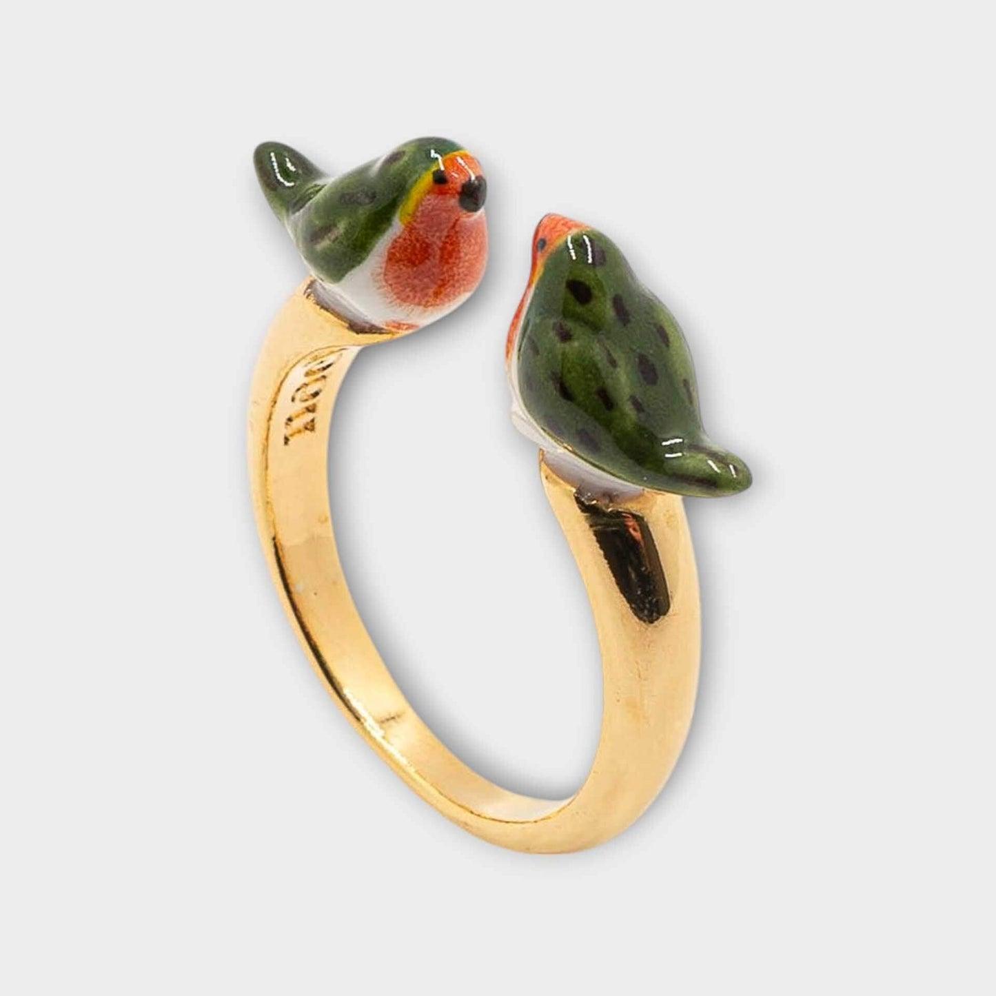 Nach Handpainted Porcelain Robin Ring image 0