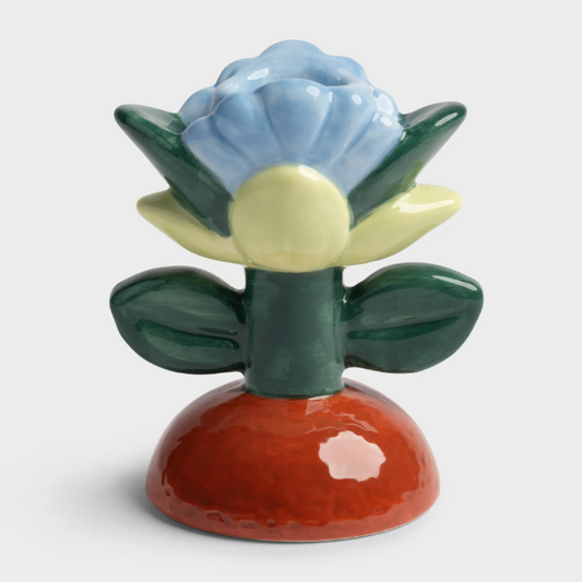 Small Flower Shape Stoneware Candle Holder