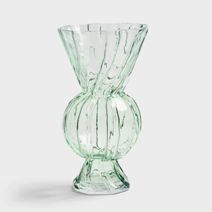 Rhombic Green Glass Vase