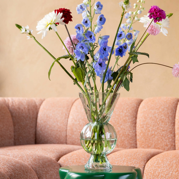 Rhombic Green Glass Vase