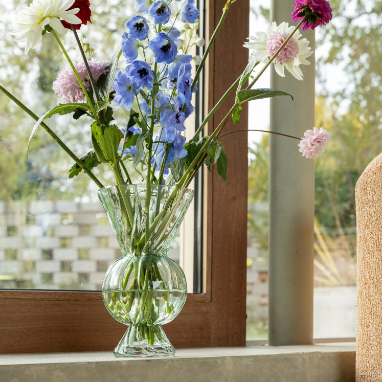 Rhombic Green Glass Vase