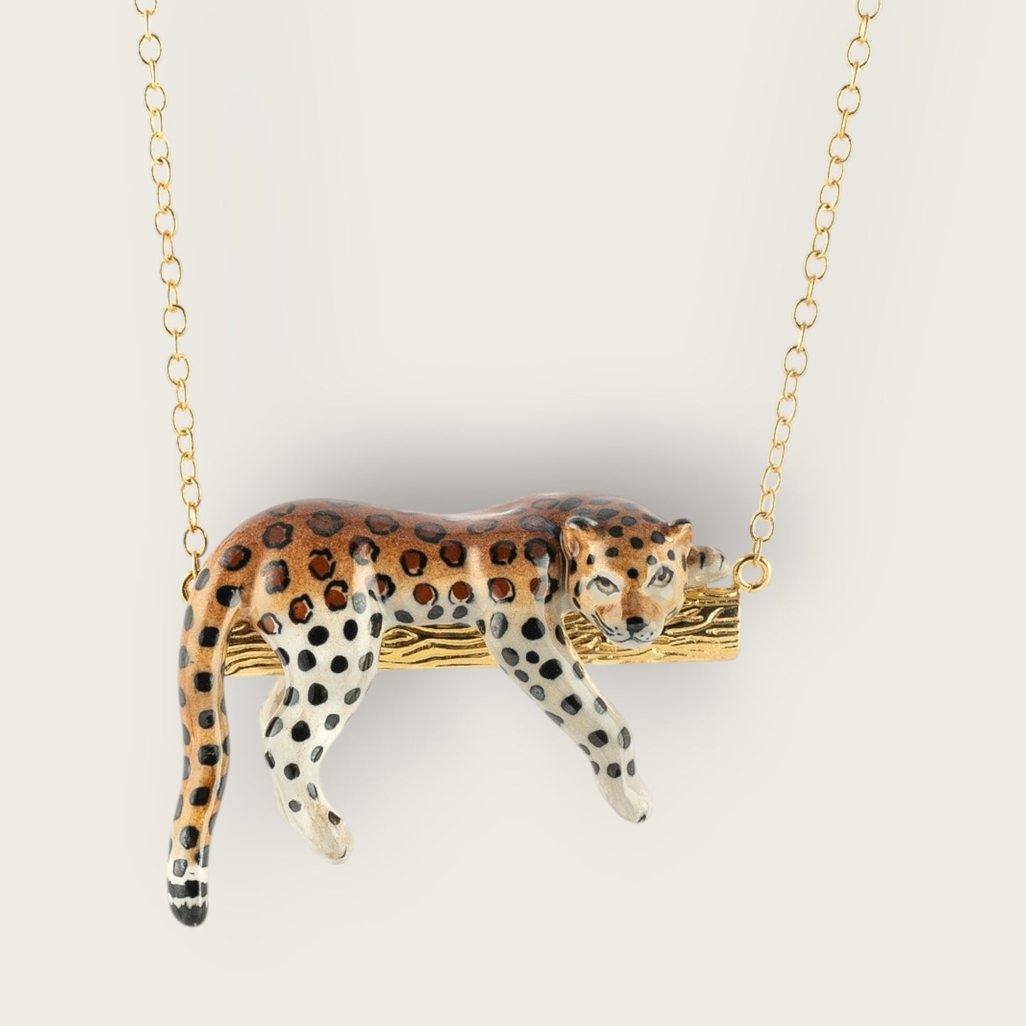 Nach Hand-Painted Leopard Statement Necklace
