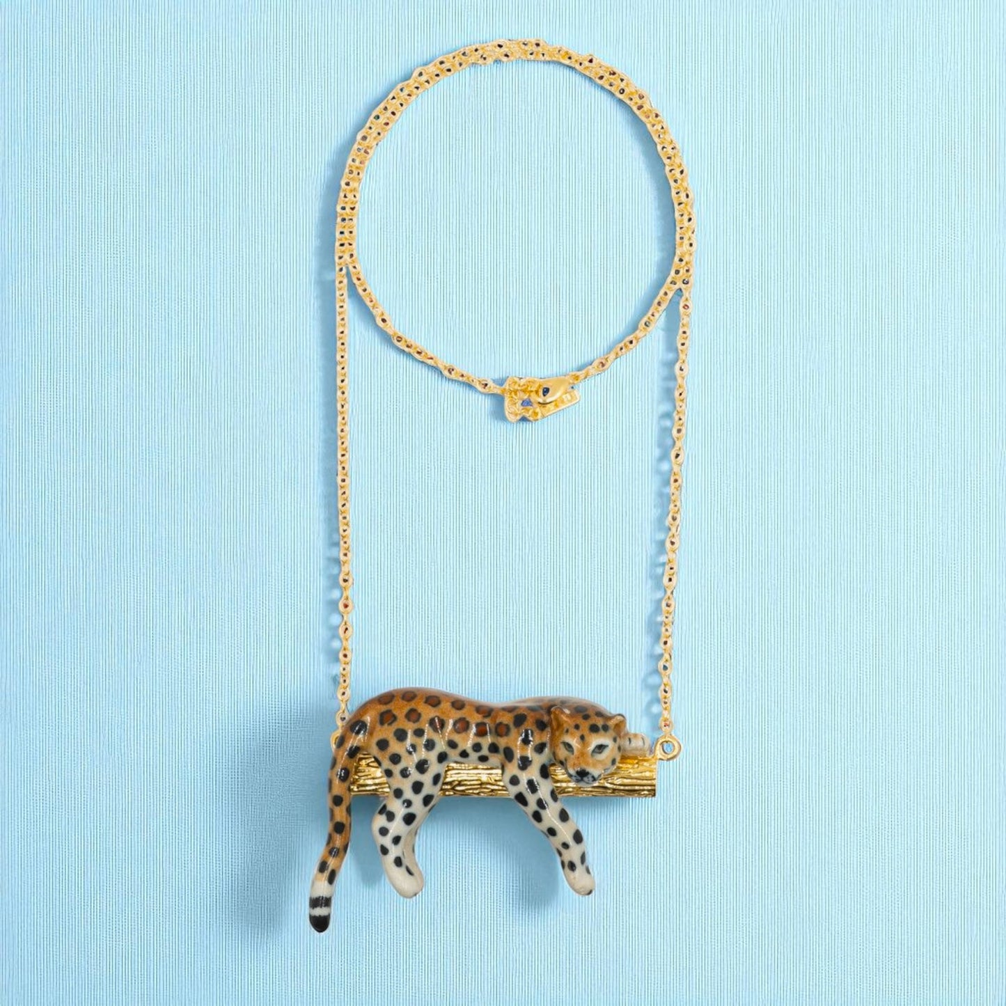 Nach Hand-Painted Leopard Statement Necklace