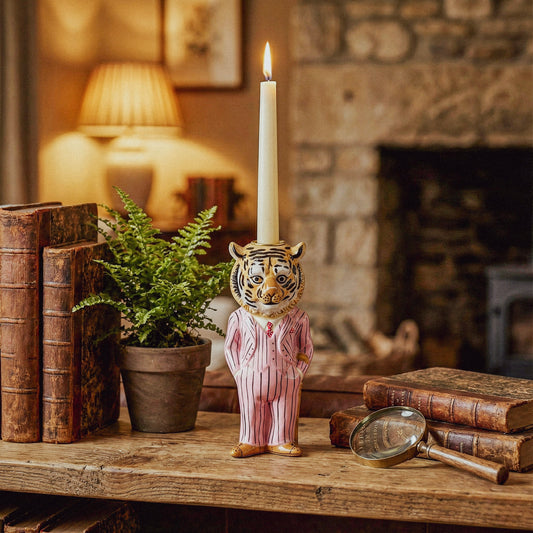 Rice x Nathalie Lété Ceramic Suited Tiger Candleholder