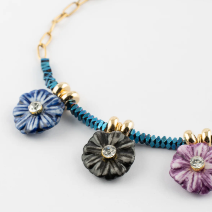 Nach Hematite and Thistle Bead Handcrafted Bracelet