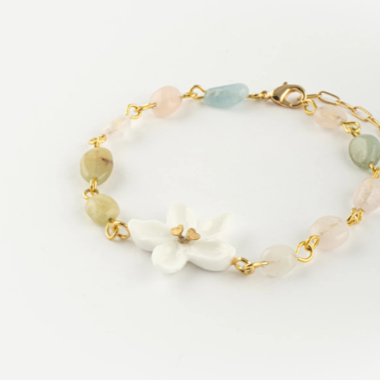 Nach Jasmine Flower Morganite Beads Handmade Bracelet