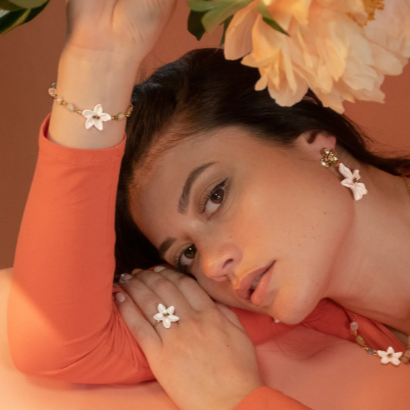 Nach Jasmine Flower Morganite Beads Handmade Bracelet