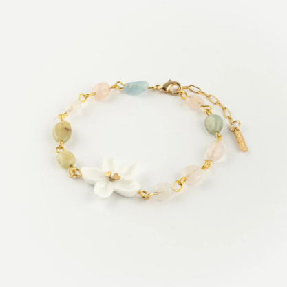 Nach Jasmine Flower Morganite Beads Handmade Bracelet