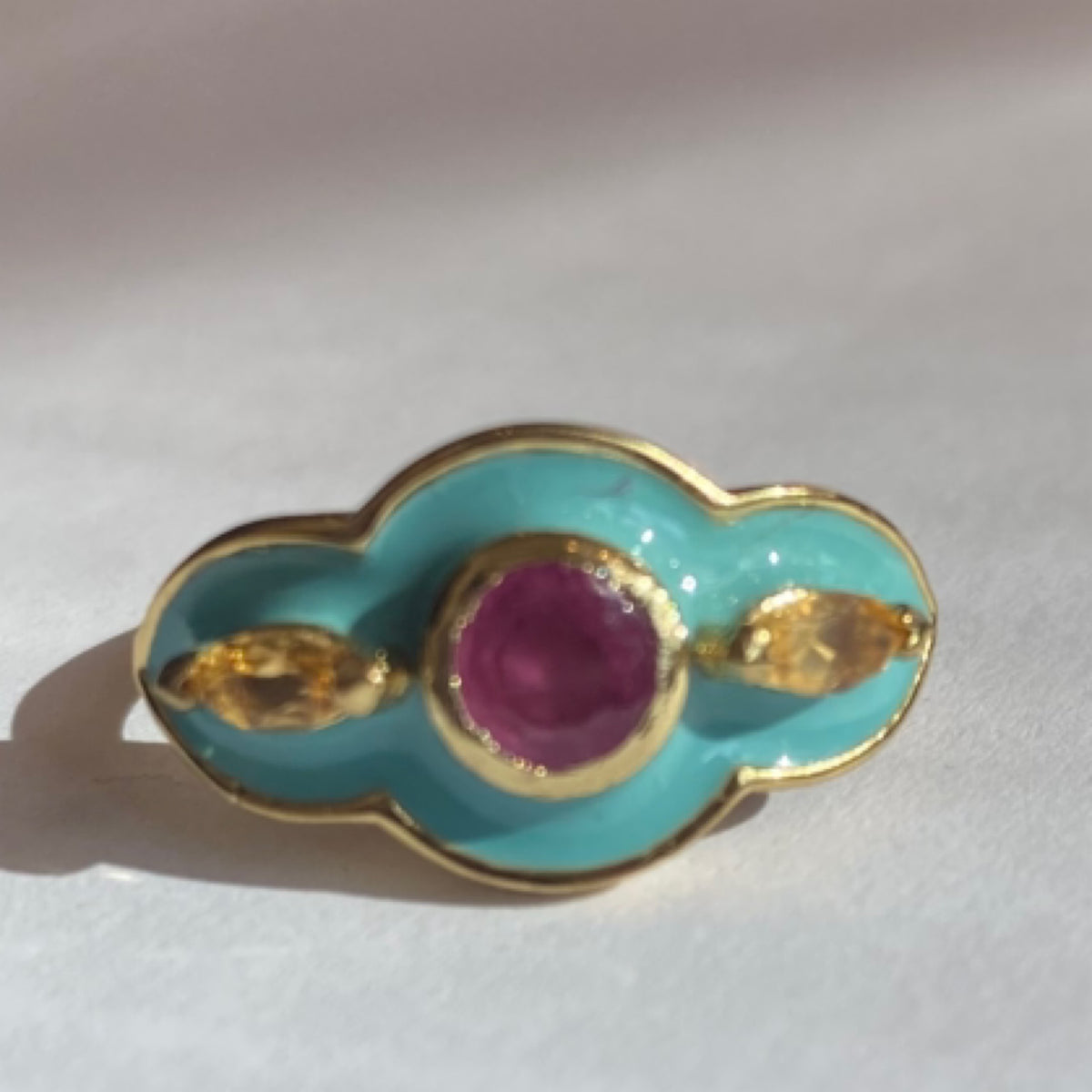 Ruby Citrine Gold Plated Enamel Ring – Fable and Mirth