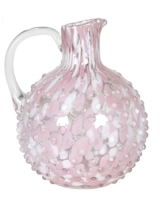 Embossed Pink Dappled Glass Water Jug