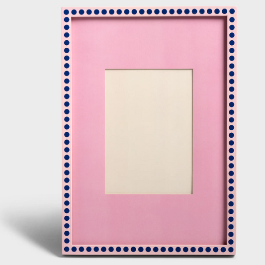 Hand painted Pine Wood Large Dot Photo Frame